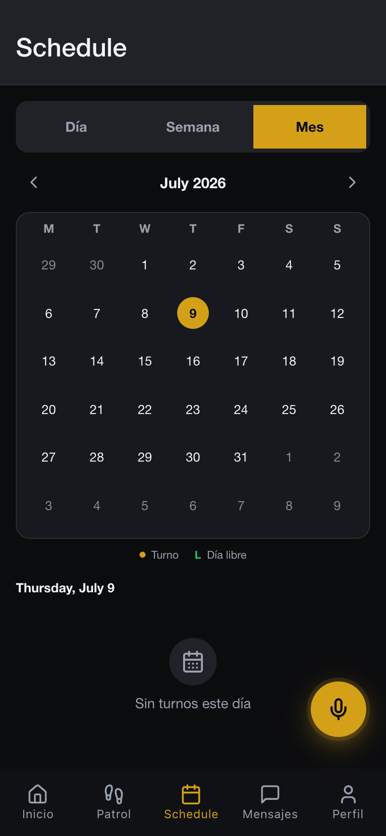 The schedule, always at hand
